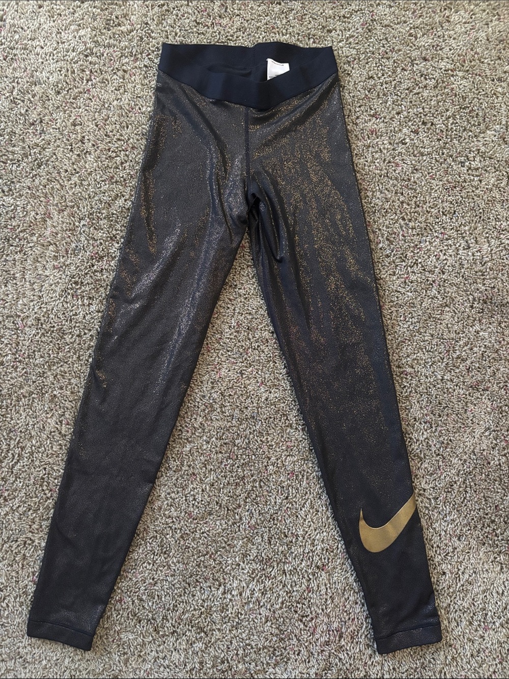 Nike Pro Dri-FIT Women's Gold Sparkle Training Tights Performance Leggings - Sm